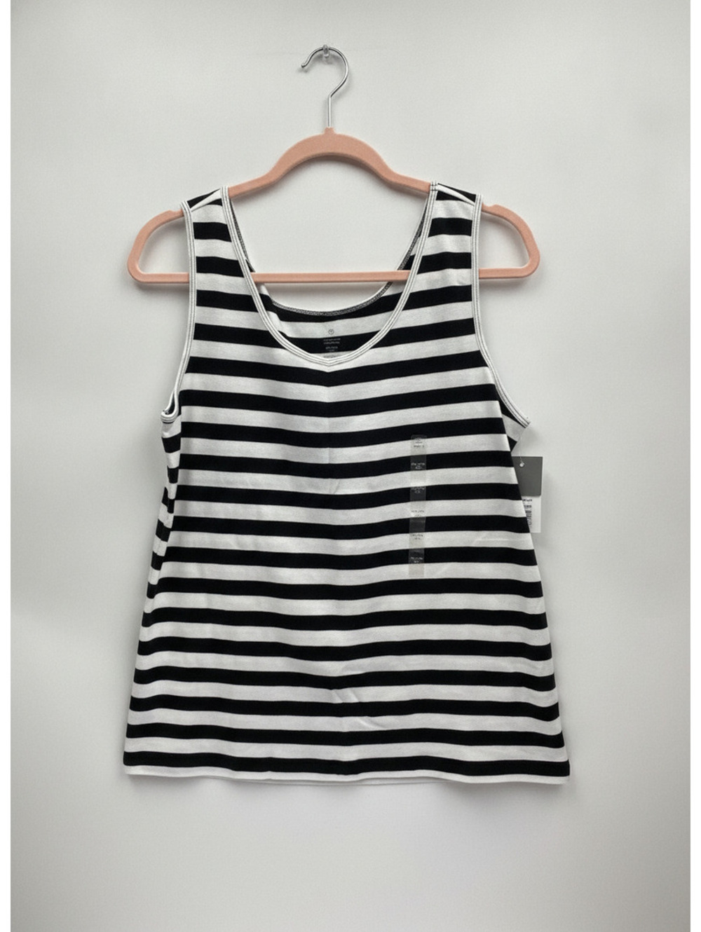 Plus Size XXL Black and White Striped Pima Cotton Tank Top Brand New Women
